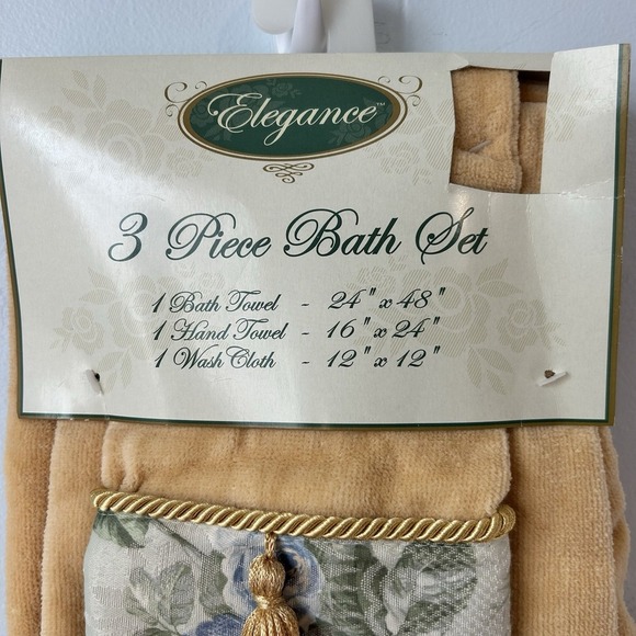 Vintage Three-Piece Bath  Set. Floral Design With Tassel. Elegance. 100% Cotton - Picture 2 of 5